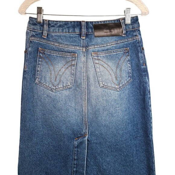 AMI Paris alexandre mattiussi Denim MiDi Designer Skirt - Picture 11 of 15